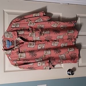 Bermuda Bay 100% Silk Coral Pink SS Casual Button-down. Men's(L). Good Condition
